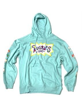 RUGRATS Hoodie Size M Chucky Tommy The Twins Pullover Hooded Sweatshirt Mint Grn